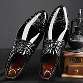 voordelige Derby Schoenen-Zwarte veterschoenen voor heren van lakleer met reliëfdetails - eersteklas schoenen voor avondkleding en chique bijeenkomsten