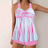abordables Tankinis-Mujer Bañadores 2 piezas Bermudas Traje de baño Espalda al Aire Vacaciones Ropa de playa Graphic Escote Redondo Sin Mangas Trajes de baño
