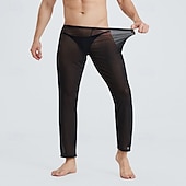 お買い得  メンズ下着-男性用 １枚 ベーシックパンティー 長袖アンダーシャツ メッシュ ポリエステル ソフト 快適 高通気性 平織り ミッドライズ ブルー ブラック