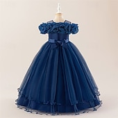 halpa Juhlamekot-Lapset Tyttöjen Mekko Juhlamekko Yhtenäinen väri Hihaton Muodollinen Suoritus Erikoistilaisuus Pitsi Silmukka Muoti Päivittäin Prinsessa Polyesteri Maxi Juhlamekko Kellomekko Tyllimekko Kesä Kevät 4