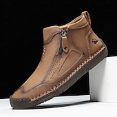 abordables Botines-Botas de senderismo de piel sintética de primera calidad para hombre: calzado resistente con cierre de cremallera para aventuras al aire libre y uso casual.