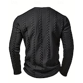 abordables Sweat-shirts basiques-Homme Sweat-shirt Pull Noir Henley Uni Jacquard Sport &amp; Loisir Occasionnel Quotidien Streetwear Vêtements de sport Occasionnel Automne Hiver Vêtement Tenue Pulls Capuche Pulls molletonnés