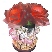 tanie Dekoracyjne światła-Zasilana Lampka Stół Dotykowa Kryształowa Róża 3 Kolory Dimmingu Wieczne Kwiaty Nocna Lampa Prezent na Rocznicę dla GF Jej