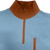 baratos Camisetas de veludo cotelê-Homens Camiseta de Veludo T-shirt Camisa de manga longa Manga Longa Com Zíper Outono Inverno Bloco de cor Diário Texturizado Casual Zip Up Superdimensionado Solto Casual Ao ar livre Rua Azul Claro