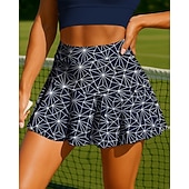 economico Gonne e Skorts da Donna-Per donna Animale Leopardo Gonna casual Gonne da tennis Patchwork Tasca 2 in 1 UPF50+ Resistente ai Raggi UV Multistrato Protezione UV Pallavolo Tennis Badminton Pantaloncini Gonna Nero con Bianco