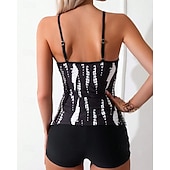 cheap Surfing Tankinis &amp; Bikinis-Women's Tankini Sets Bathing Suit Swimwear Swimwear Black White UV Protection Sleeveless - Surfing Beach Swimming Summer
