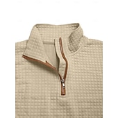 preiswerte Einfache Sweatshirts-Herren Zip Up Sweatshirt Waffel-Sweatshirt Pullover Schwarz Weiß Marineblau Khaki Dunkelgray Halber Reißverschluss Einfach Reißverschluss Tasche Arbeit Sport &amp; Outdoor Lässig ohne Druck Aktiv Vintage