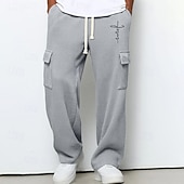 preiswerte Fracht-Herren Cargo-Jogginghose Jogginghose Hose Gerade geschnittene Sweatpants Waffelhose Kordelzug Tasche Elastischer Bund Kreuz Komfort Weich Outdoor Lässig Täglich Mode Klassicher Stil Dunkelbraun
