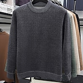 preiswerte Herrenpullover-Herren Pullover Strickpullover Gerippt Stricken Normale Oberteile Gestrickt Fleece Einfach Rundhalsausschnitt Mode Basic Urlaub Alltagskleidung Bekleidung Herbst Winter Schwarz Grün M L XL