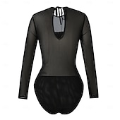 preiswerte Einteilige Badeanzüge-Damen Einteiler Badeanzug Schlankheits mit Rock Monokini Rock Netz Bauchkontrolle Hohe Taille Schlank Elegant Urlaub Floraler Rundhalsausschnitt Langarm Badeanzüge