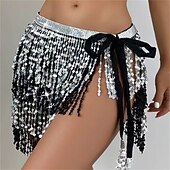 levne Oblečení na břišní tance-Samba Dancewear břišní taneční sukně s třásněmi rave sukně sukně s flitry hip šátek na festivaly kostým pro představení
