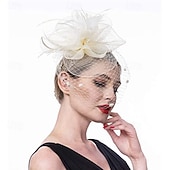 voordelige Fascinators-Hoofdtooi Haarclip Veer Veren Bruiloft Verjaardag Elegant Vintage Met Veer Tule Helm Hoofddeksels