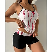 cheap Surfing Tankinis &amp; Bikinis-Women's Tankini Sets Bathing Suit Swimwear Swimwear Black White UV Protection Sleeveless - Surfing Beach Swimming Summer