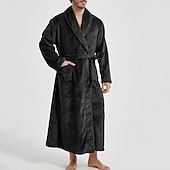 Недорогие Халаты-Муж. Домашняя одежда Ночная рубашка Ночная сорочка Банное платье Полотняное плетение Стиль Удобная обувь Дом Повседневные Хлопок Сохраняет тепло Дышащий V-образный вырез Длинный рукав Осень Зима