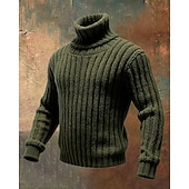 economico maglione pullover da uomo-Per uomo Felpa Maglione Maglione a maglia A Coste Maglia Top Regolari Lavorato a maglia Tinta unica Dolcevita Moda Streetwear Casuale Abbigliamento quotidiano Abbigliamento Autunno Inverno Nero Rosso