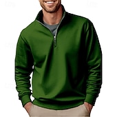 voordelige Klassieke polo voor heren-Voor heren Polo Poloshirts Vakantie Straat Kwart ritssluiting Lange mouw Modieus Basic Effen Lente Herfst Getailleerd blauw Zwart Wit Groen Lichtgroen Polo