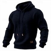 baratos hoodies básicos dos homens-Homens Moletom Moletons Waffle Moletom com capuz Adamascado Preto Branco Verde Tropa Vermelho Com Capuz Tecido Textura Casual Diário Desportos e Ar livre Roupa de rua Legal Roupa de Esporte Primavera