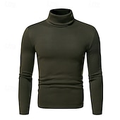 tanie sweter męski sweter-Męskie Sweter Sweter sweter Prążkowany Robić na drutach Zwykłe topy Dzianiny Dopasowany krój Równina Golf Dzianina Nowoczesny Codzienny Dzienne zużycie Odzież Jesień i zima Wino Czarny S M L