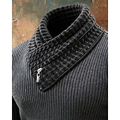 baratos suéter pulôver masculino-Homens Suéter Pulôver suéter Suéter de malha Estriado Tricotar Tops regulares Tricotado Côr Sólida Gola Alta Moda Roupa de rua Casual Roupa Diária Roupa Outono Outono &amp; inverno Preto Vermelho M L XL