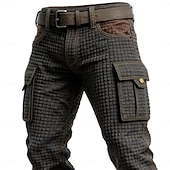 Недорогие Брюки карго-Муж. Вафельная ткань Брюки карго Штаны Повседневные брюки Пэчворк Карман Эластичная талия Полотняное плетение Комфорт Мягкий Полная длина на открытом воздухе Повседневные На выход Отпуск Мода