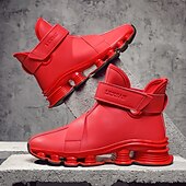abordables Zapatillas Informales-Zapatillas deportivas rojas para hombre: elegantes y cómodas, con parte superior de malla y cámara de aire, perfectas para un look informal en vacaciones y fiestas navideñas.