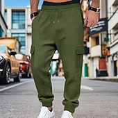 ieftine cargou-Bărbați Pantaloni de sport cargo Pantaloni Sport Joggeri Pantaloni Pantaloni Waffle Cordon Buzunar Talie elastică Simplu Confort Απαλό Zilnic În aer liber Concediu Vacanță Modă Negru Verde Militar