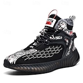 abordables Zapatillas Informales-Hombre Zapatillas de deporte Zapatos de Navidad Forro de Lana Zapatos para correr Zapatos de Paseo Casual Punto Cómodo Antideslizante Transpirable Botines / Hasta el Tobillo Cordones Negro Blanco Rojo