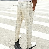 cheap Casual Pants-Men's Trousers Casual Pants Drawstring Pocket Elastic Waist Plaid Comfort Soft Outdoor Daily Holiday Fashion Classic Style Dark Khaki Light Khaki Micro-elastic