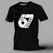 お買い得  3D Tシャツ-男性用 グラフィック 67 Tシャツ 面白いTシャツ 半袖シャツ 半袖 Tシャツ 3Dプリント クルーネック シャツ ファッション デザイナー ベーシック 日常 バケーション ストリート ブラック イエロー ルビーレッド 夏 春 衣類 S M L XL XXL XXXL