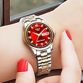 economico Orologi al quarzo-L'orologio al quarzo da donna è alla moda casual ed elegante con una scala digitale in strass e un quadrante luminoso con doppio calendario - La migliore scelta regalo per la Festa della Mamma per le