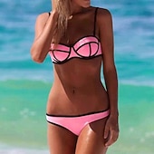 billiga Surfing Tankinis och Bikinis-Dam Bikiniset Baddräkt Badkläder Solid färg Badkläder Ljusrosa Rodnande Rosa Andningsfunktion Ärmlös - Surfing Strand Simmning Sommar