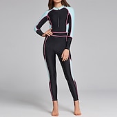voordelige One Pieces Rash Guards-Dames Rashguard voor het hele lichaam Eendelig surfpak Kleurblokkering met ingebouwde bh UPF 50+ Buikcontrole Lange mouw Duikpakken Surfen Kanoën Snorkelen Winter