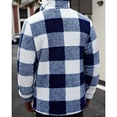 Недорогие Толстовка с капюшоном из флиса-Муж. Толстовка Флисовая толстовка Флисовая жилетка Синий Хаки Воротник-стойка В клетку Карман Для занятий спортом Повседневные Праздники Полиэстер Уличный стиль Классический На каждый день Осень Зима