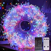 זול מוצרים עם חיבור לחשמל-חג המולד זיקוק חוט נחושת מחרוזת אורות פיות מחרוזת אורות 8 פונקציות טיימר שלט רחוק מתח נמוך תקע בטיחות פסטיבל מסיבת חתונה אווירת תאורה דקורטיבית אביזרים 10/15/30/50 מטר