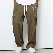 preiswerte Fracht-Herren Cargo-Jogginghose Jogginghose Hose Gerade geschnittene Sweatpants Waffelhose Kordelzug Tasche Elastischer Bund Kreuz Komfort Weich Outdoor Lässig Täglich Mode Klassicher Stil Dunkelbraun