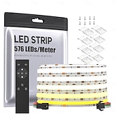 abordables Contrôle à distance-Ruban LED COB FCOB flexible haute densité 5 m (16,4 pi) 640 LED/m, température de couleur réglable 3000 K - 6000 K, IRC 90, intensité variable, pour chambre, cuisine, décoration intérieure, 24 V CC