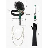 billiga 1920-talets klänningar-Set Roaring 20s 1920s Mini Dress Flapper Dress Outfits with Accessories Sleeveless The Great Gatsby Charleston Sequins Tassel Fringe Feather Deep V Fancy Dress Women's Carnival New Year Masquerade
