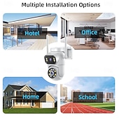 cheap Indoor IP Network Cameras-Outdoor Surveillance Camera 360 Pan-Tilt WiFi 4MP Full HD Audio/Visual Alarms &amp; Light Motion Detection IP66-Rated Night Vision 10x Zoom Two-Way Audio SD Card/Cloud Storage Super Easy Installation