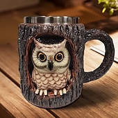 Недорогие Кружки и чашки-Кружка ручной работы с изображением енота, кофейная чашка из смолы с 3D-животным, креативная кружка с дизайном пня из лесного дерева, подарочная чашка с милым лесным енотом для домашнего офиса,