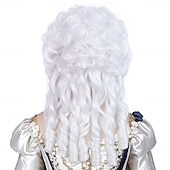  قبعة شعر باروكة باروكية رمادية مع تجاعيد حلزونية باروكة من القرن الثامن عشر شعر صناعي تسريحات شعر القاضية الأنثوية ورؤساء القضاه باروكات مسحوقة للنساء للشخصيات الحزبية واحتفالات أعياد الميلاد