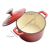 baratos Utensílios de cozinha-Panela de ferro fundido esmaltada mini de 1 litro