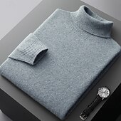 preiswerte Wollpullover für Herren-Hochwertiger Herren-Rollkragenpullover aus reiner Wolle und Kaschmir, klassischer Strickpullover, weich, warm und atmungsaktiv