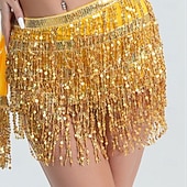 cheap Belly Dancewear-Samba Dancewear Belly Dance Performance Costume Sequin Tassel Hip Scarf Bead Waist Chain Indian Dance Performance Waist Scarf.l Performance Costume