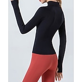 billige Women's Shirt-Women's Solid Colored Tennis Shirt Sport Top Stylish Quarter Zip Elastic Sweat-Wicking Breathable Golf Pickleball Yoga Stand Collar Top Winter Dark Pink Black Yellow Tennis Clothing