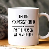  Gepersonaliseerde cadeaumok voor een jong kind, met aangepaste naam, keramische koffiemok, wie maakt de regels, 11/15 oz, witte verjaardag, kerstmis, familie, humor, koffiemokken, bekers