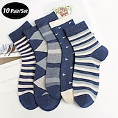 tanie skarpetki męskie-Męskie 10 par Pakiety Multi Skarpety Skarpetki do biegania Skarpety na co dzień Niebieski Kolor Prążki Urlop Sport i turystyka Codzienny Podstawowy Średnie Wiosna Jesień Moda Codzienny