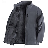 voordelige Sportjacket-Voor heren Winterjack Fleecejack Vrijetijdsjas Vakantie Dagelijks Thermisch Warm Zak Fleece Herfst winter Effen Modieus Streetwear Opstaand Normaal Zwart Rood Khaki Leger Groen Donkerblauw Jacks