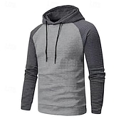 baratos hoodies básicos dos homens-Homens Moletom Estacionar Preto Cinza Claro Cinzento Escuro Cinzento Com Capuz Bloco de cor Com Cordão Desportos e Ar livre Casual Diário Impressão 3D Roupa de rua Roupa de Esporte Casual Outono