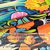 levne Tapiserie Blacklight-Gobelín s černým světlem a houbami, květinová rostlina, nástěnná dekorace, UV reaktivní gobelín, světélkující ve tmě, hippie nástěnná dekorace do ložnice s motivem trippy pokoje