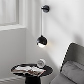 economico Luci da parete-applique da parete in metallo nero e oro, applique da parete minimalista in metallo con lunghezza del cavo regolabile, lampada da parete moderna E27, luci di lettura per bagno, camera da letto,